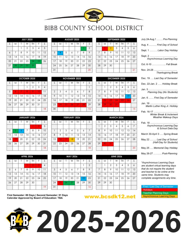 Bibb County schools calendar 25-26