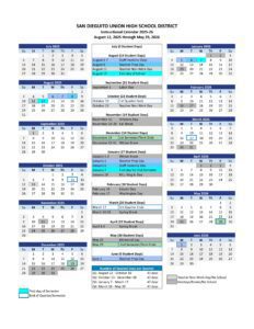San Dieguito Union High School District School Calendar 25-26