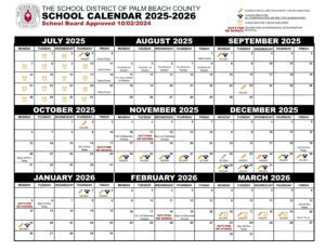 Palm beach school county calendar 25-26