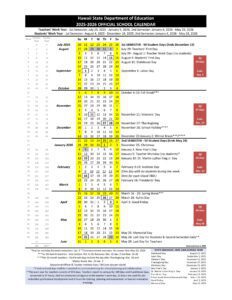 hawaii doe school calendar 25-26