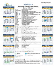 Richmond County school calendar 25-26