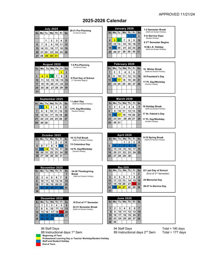 BRYAN COUNTY SCHOOLS CALENDAR 25-26