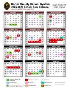 Coffee County school calendar 25-26