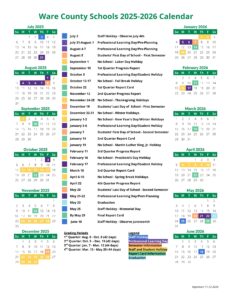 Ware County schools calendar