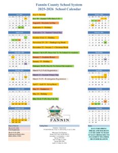 Fannin county school calendar