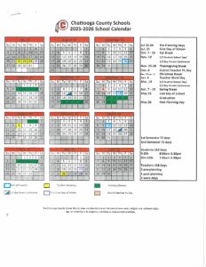 Chattooga County GA Schools Calendar 25-26