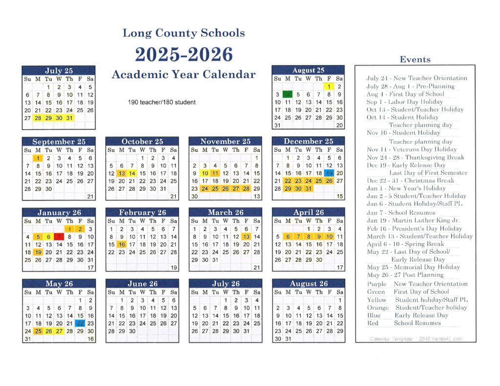 Long County schools calendar 25-26