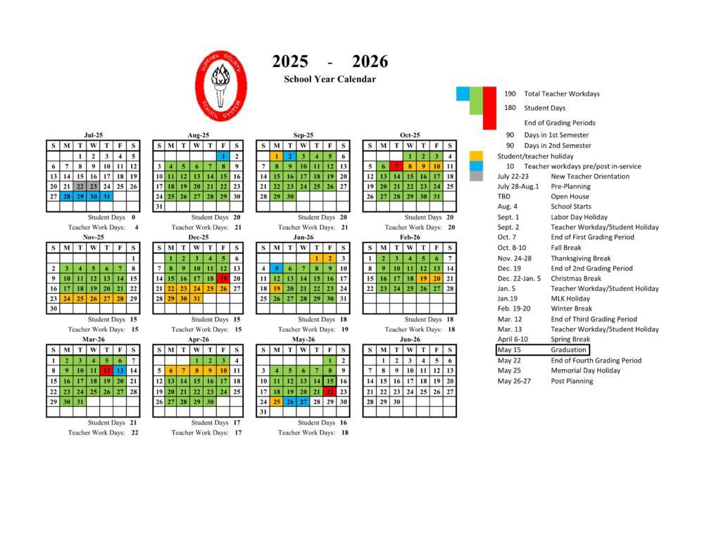 Screven County schools calendar 25-26