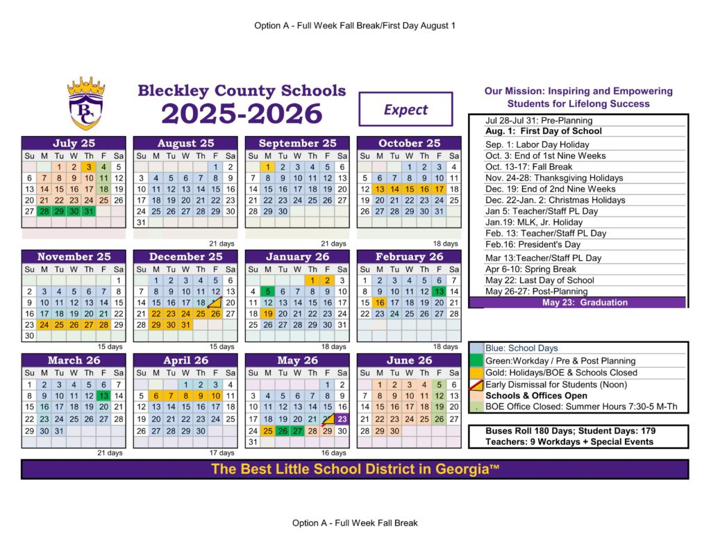 Bleckley county schools calendar 25-26