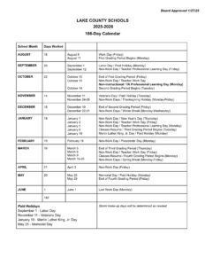 Lake County Schools FL Calendar 25-26