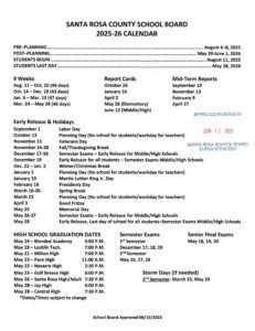 santa rosa schools county calendar 25-26