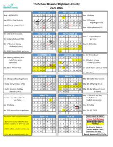 Highlands County schools calendar 25-26