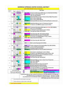Borrego Springs Unified School District School Calendar 25-26