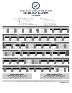 Cajon Valley Union School District calendar 25-26