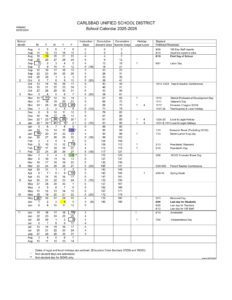 Carlsbad Unified School District Calendar 25-26