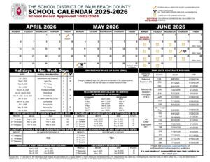 Palm beach school county calendar 25-26