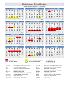 WHITE COUNTY SCHOOLS CALENDAR