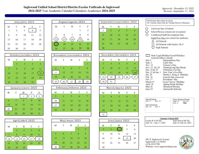 Inglewood Unified School District Calendar 25-26 [PDF]