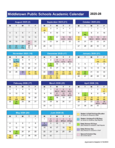 Middletown Public schools Calender 25-26