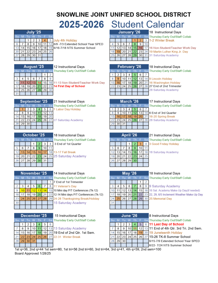 sjusd school calendar 25-26