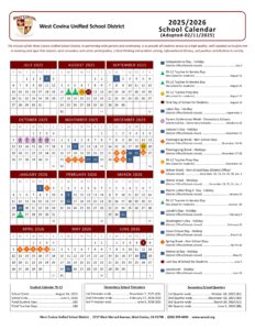 west covina school calendar 25-26