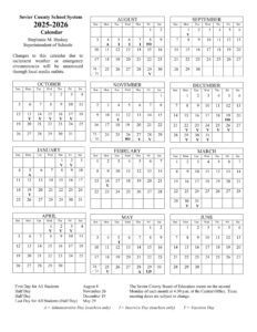 Sevier County Schools Calendar 25-26