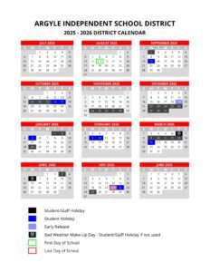 argyle isd school calendar 25-26