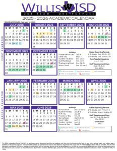 Willis isd school calendar 25-26