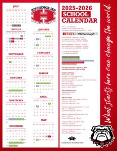 HITCHCOCK ISD school calendar