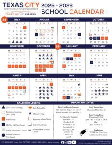 TEXAS CITY SCHOOL CALENDAR 25-26