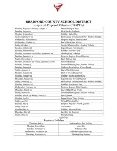 Bradford County schools calendar 25-26