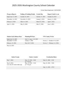 Washington County fl schools calendar 25-26