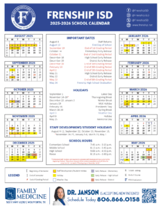 FRENSHIP ISD SCHOOL CALENDAR 25-26