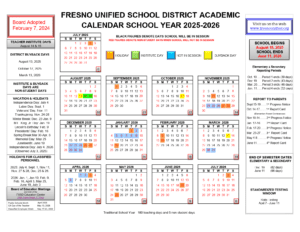Fresno Unified School District Calendar 25-26