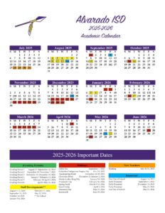 Alvarado ISD schools calander 25-26