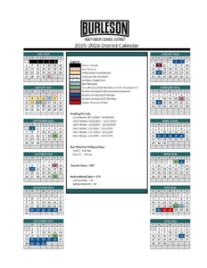 Burleson ISD School calendar 25-26