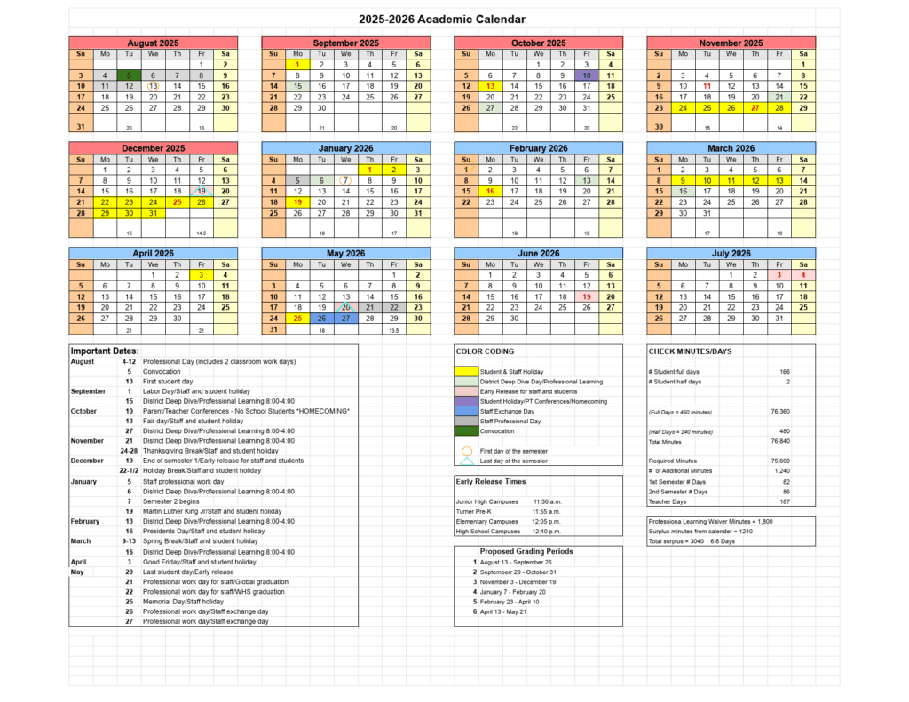 Waxahachie ISD School Calendar 25-26 [PDF]