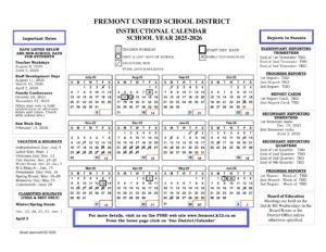 FREMONT UNIFIED SCHOOL DISTRICT calendar 25-26