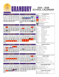Granbury ISD School Calendar
