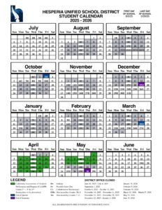 HESPERIA HUSD School Calendar 25-26