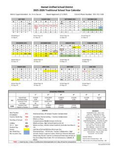 Hemet Unified School District 2025-2026 Calendar