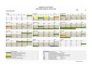 Lafayette School District Calendar 25-26