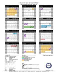Mountain View School District calendar 25-26