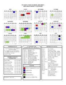 NUVIEW UNION SCHOOL DISTRICT Schools Calendar