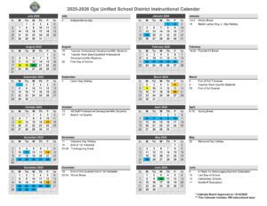 ojai unified school district calendar 25-26