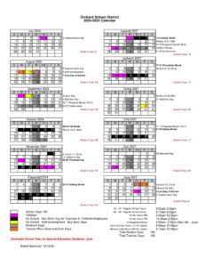 Orchard School District 2024-2025 Calendar