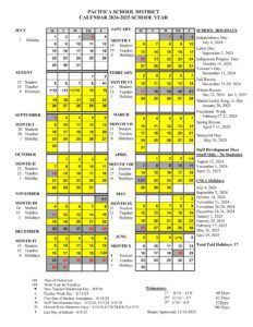 PACIFICA SCHOOL DISTRICT CALENDAR 25-26