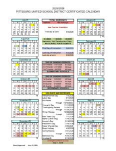PITTSBURG UNIFIED SCHOOL DISTRICT CERTIFICATED CALENDAR 25-26