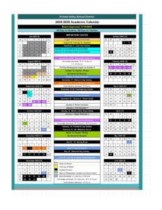 Portola Valley School District Calendar PVUSD 25-26