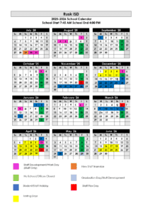 Rusk ISD School Calendar 25-26